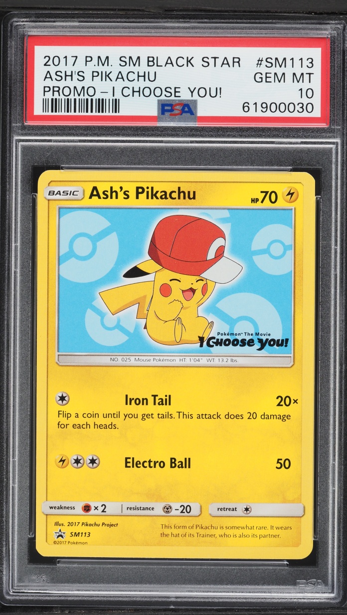 2017 Pokemon SM Black Star Promo I Choose You! Ash's Pikachu #SM113 PSA 10 GEM MINT