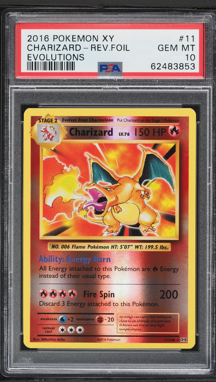 2016 Pokemon XY Evolutions Reverse Holo Charizard #11 PSA 10 GEM MINT