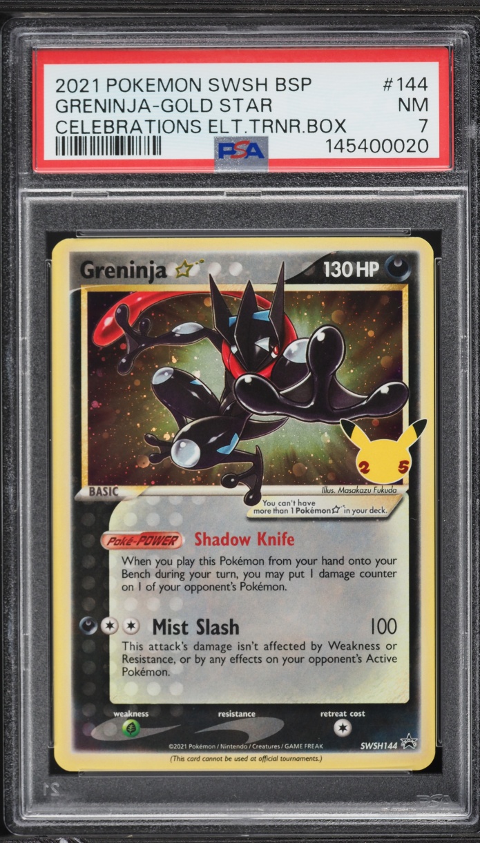 2021 Pokemon Sword & Shield Promo Celebrations ETB Holo Greninja Gold Star #SWSH144 PSA 7 NRMT
