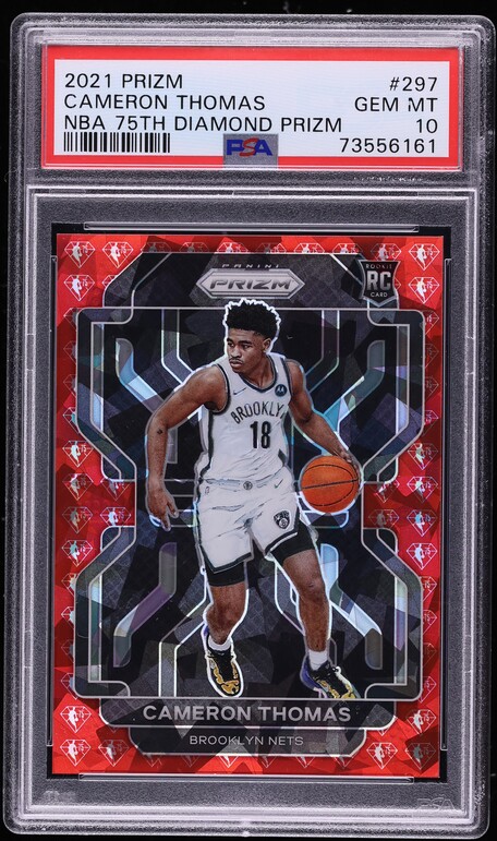 2021 Panini Prizm NBA 75th Diamond Cameron Thomas ROOKIE /75 #297 PSA 10 GEM MINT