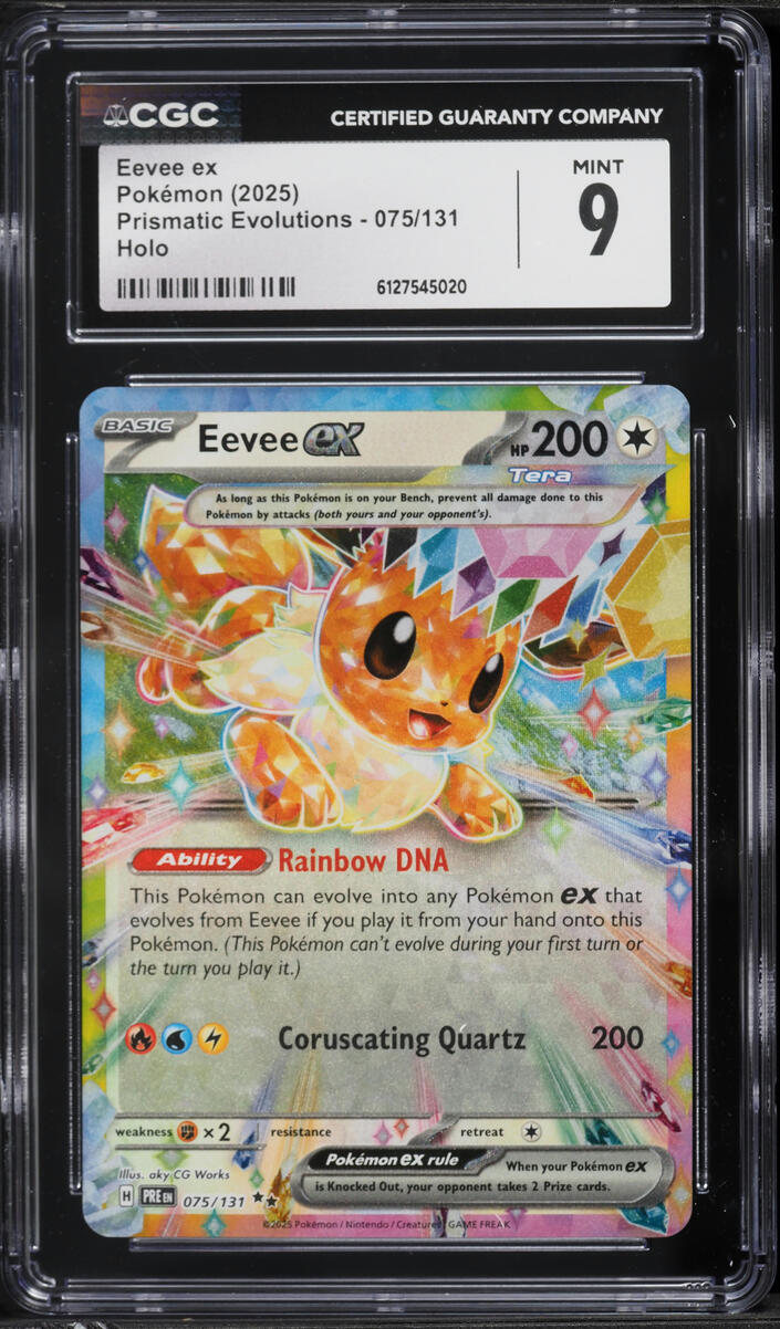2025 Pokemon Scarlet & Violet Prismatic Evolutions Holo Eevee ex #75 CGC 9 MINT