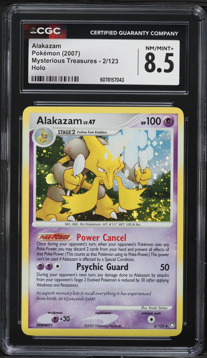 2007 Pokemon DP Mysterious Treasures Holo Alakazam #2 CGC 8.5 NM-MT+