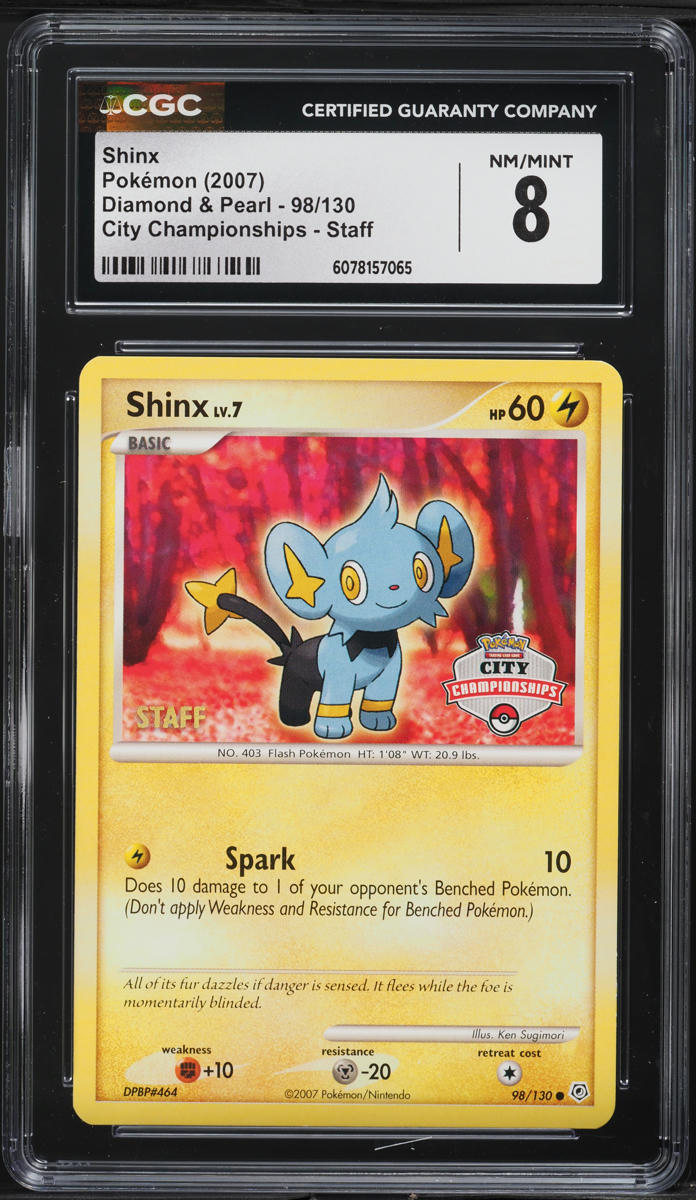 2007 Pokemon Diamond & Pearl City Championships Staff Shinx #98 CGC 8 NM-MT