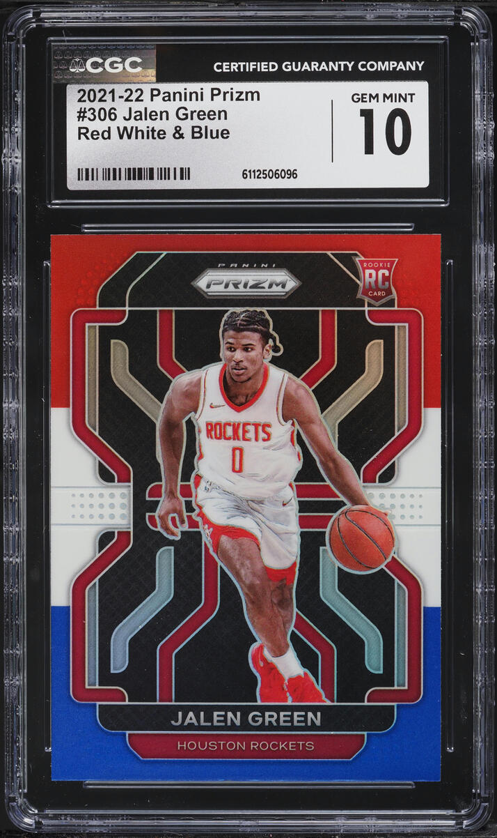 2021 Panini Prizm Red White & Blue Jalen Green ROOKIE #306 CGC 10 GEM MINT