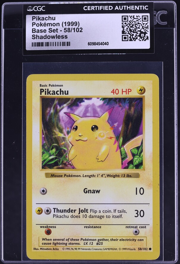 1999 Pokemon Base Set Shadowless 1st Edition Yellow Cheeks Pikachu