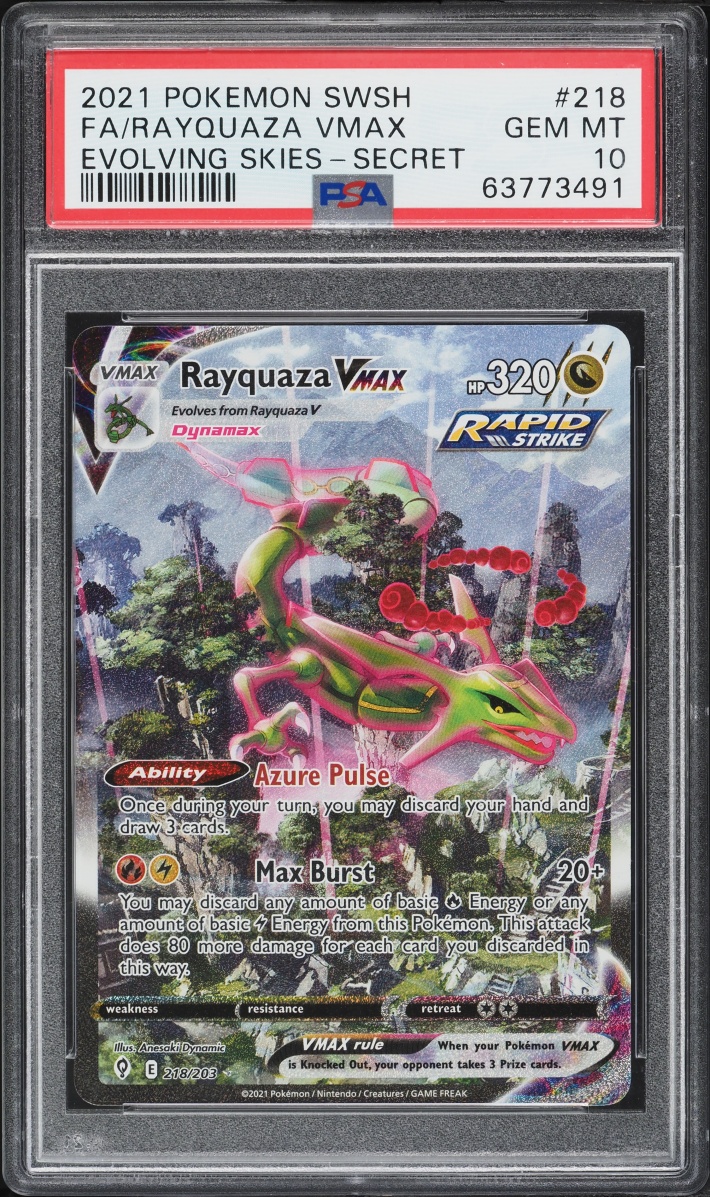 2021 Pokemon Sword & Shield Evolving Skies SEC Rayquaza VMAX #218 PSA 10 GEM MINT