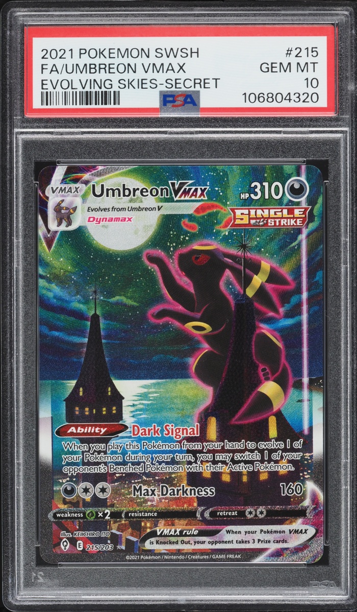 2021 Pokemon Sword & Shield Evolving Skies Alt Art Umbreon VMAX #215 PSA 10 GEM MINT