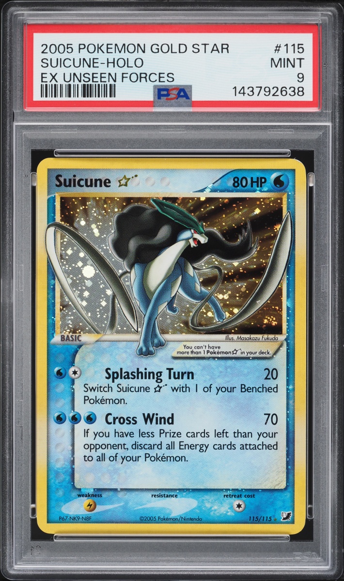 2005 Pokemon EX Unseen Forces Holo Suicune Gold Star #115 PSA 9 MINT