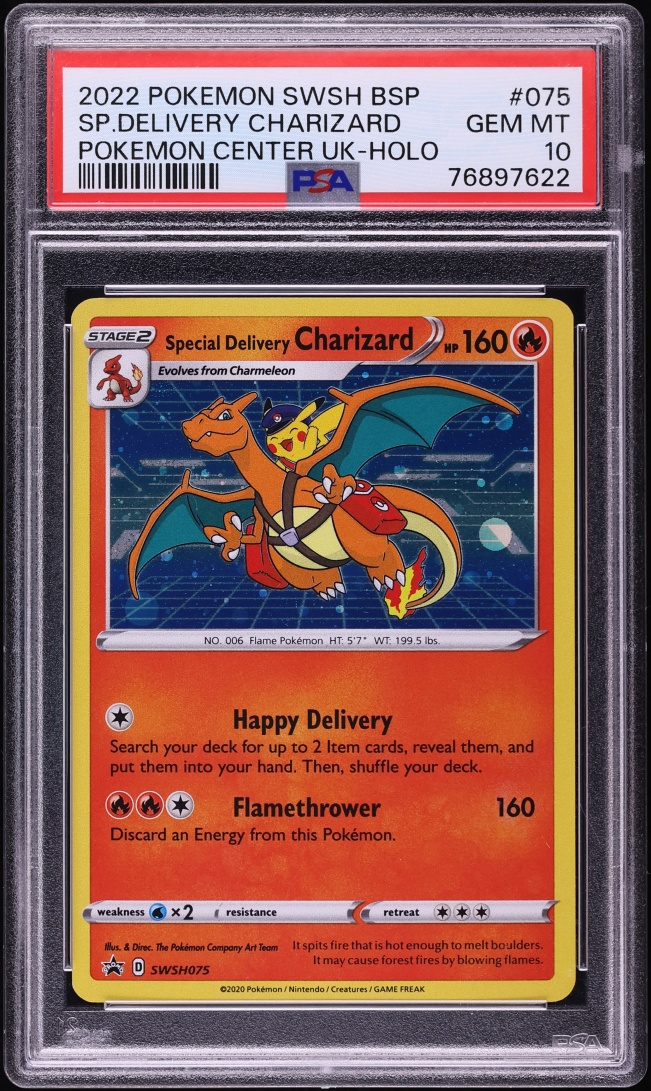 2022 Pokemon Sword & Shield Promo Center UK Holo Special Delivery Charizard #SWSH075 PSA 10 GEM