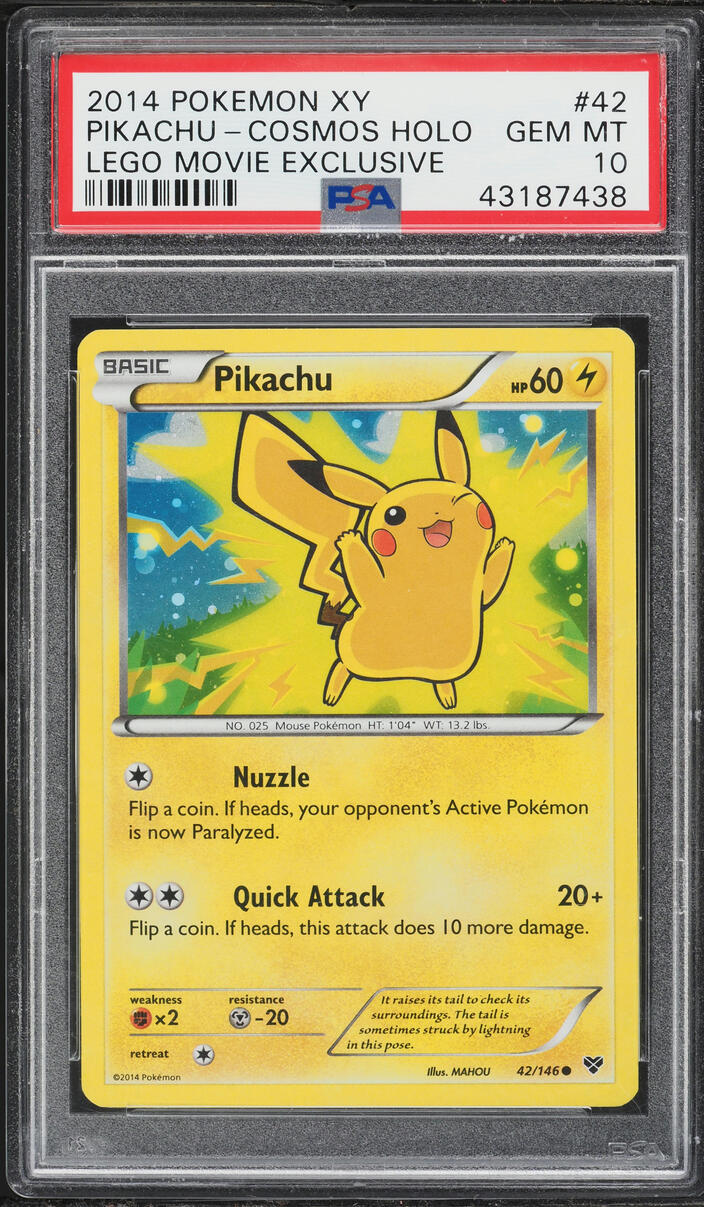2014 Pokemon XY Lego Movie Exclusive Cosmos Holo Pikachu #42 PSA 10 GEM MINT