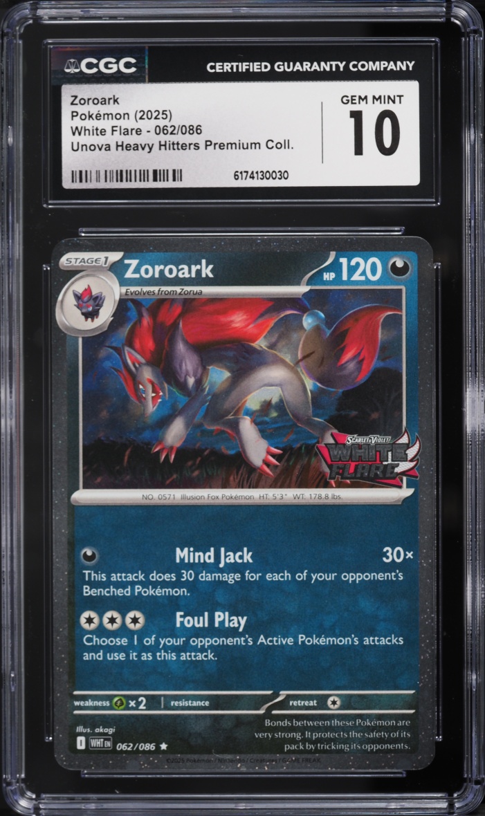2025 Pokemon SV White Flare Unova Heavy Hitters Premium Collection Zoroark #62 CGC 10 GEM MINT
