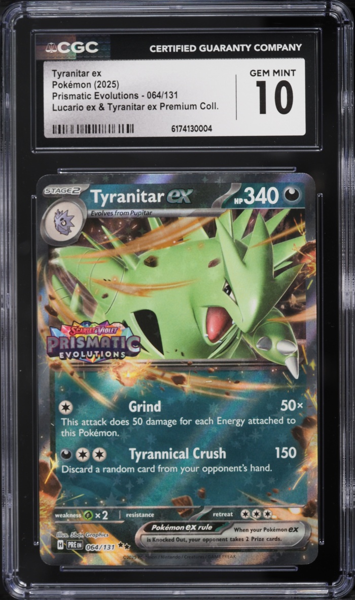 2025 Pokemon SV Prismatic Evolutions Premium Collection Tyranitar ex #64 CGC 10 GEM MINT