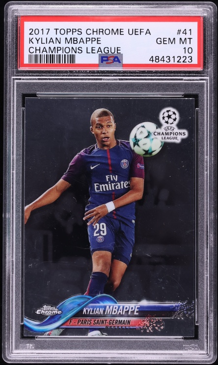 2017 Topps Chrome UEFA Champions League Kylian Mbappe ROOKIE #41 PSA 10 GEM MINT