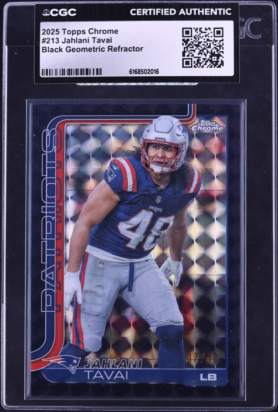 2025 Topps Chrome Black Geometric Refractor Jahlani Tavai /10 #213 CGC AUTH