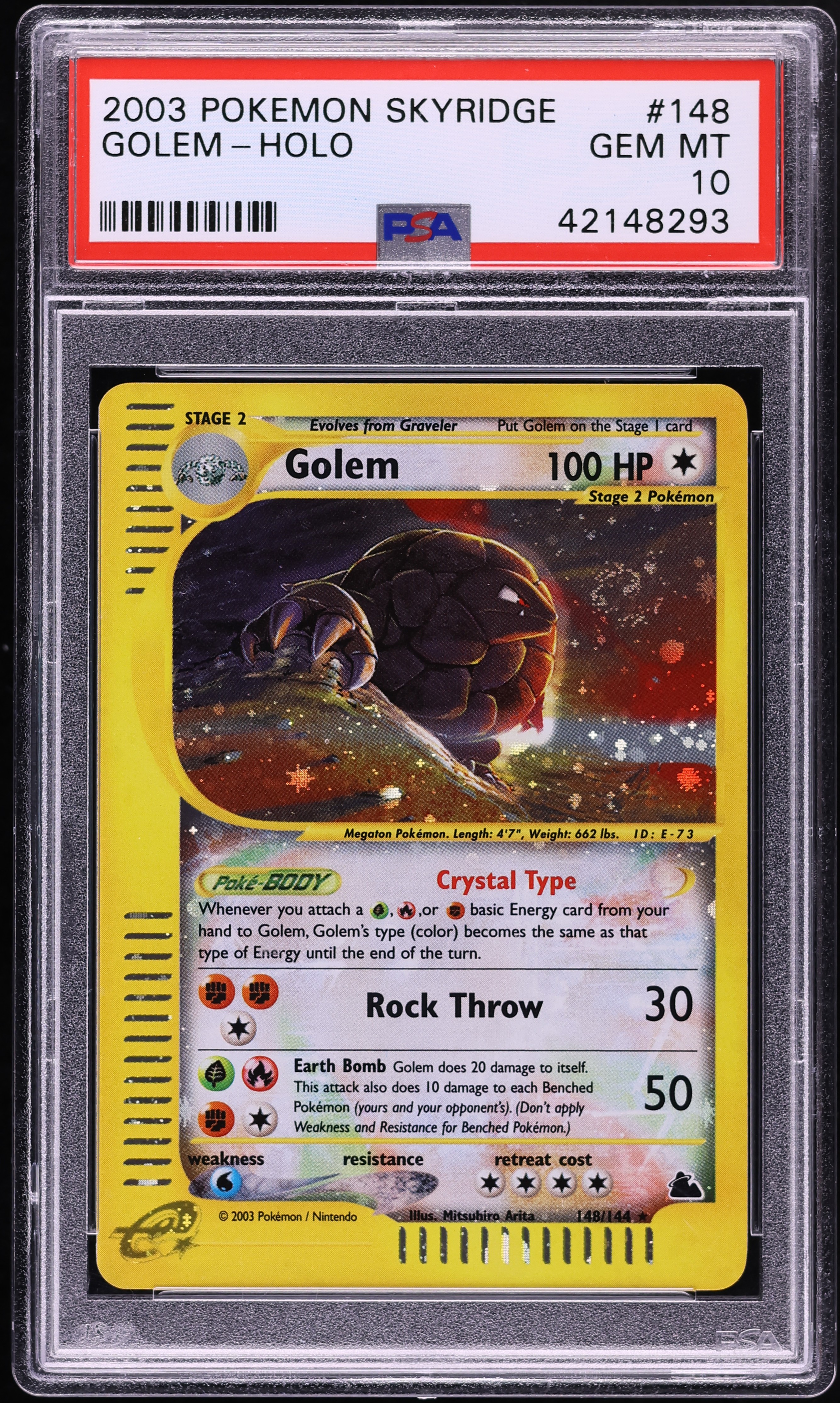 2003 Pokemon Skyridge Holo Crystal Golem #148 PSA 10 GEM MINT