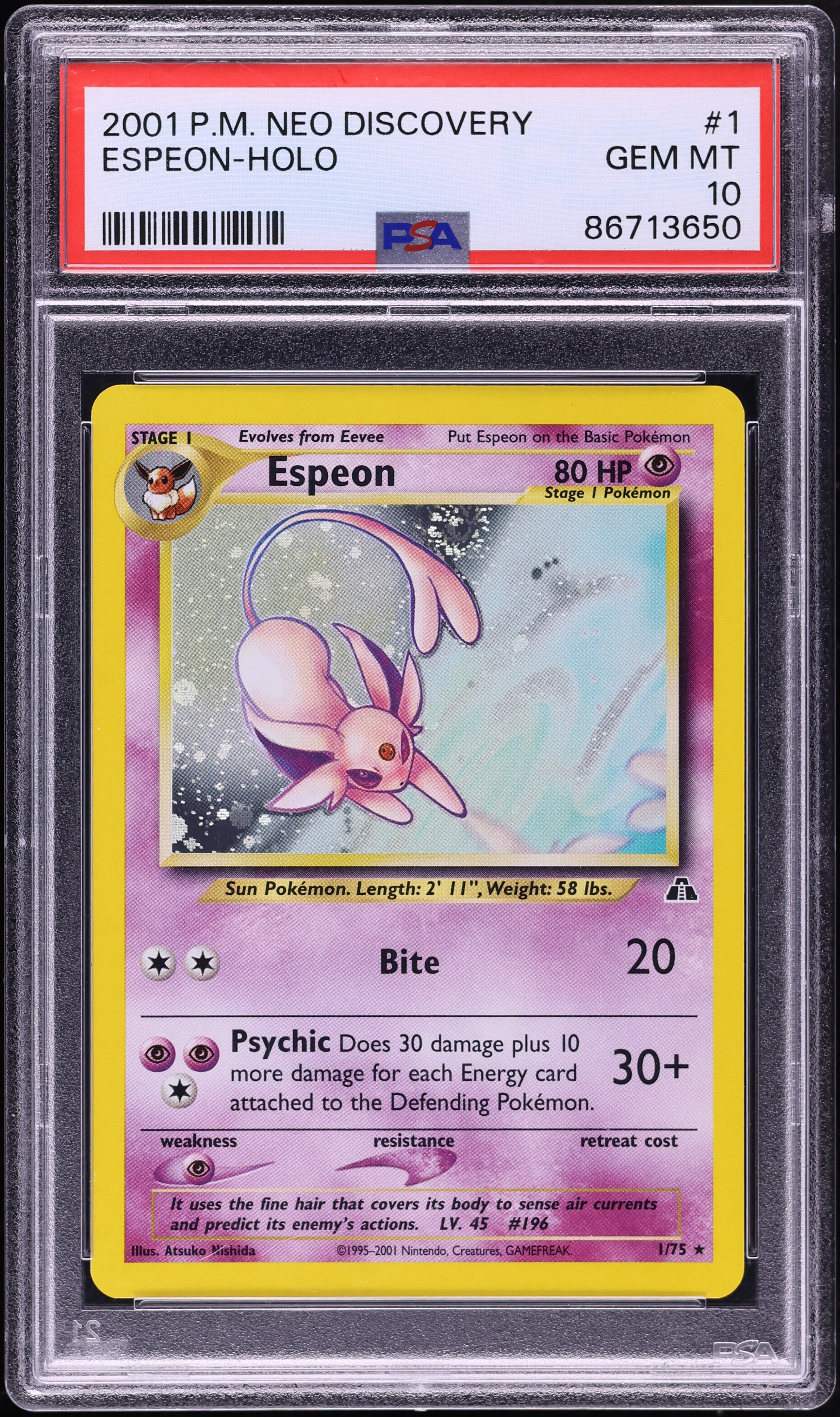 2001 Pokemon Neo Discovery Holo Espeon #1 PSA 10 GEM MINT