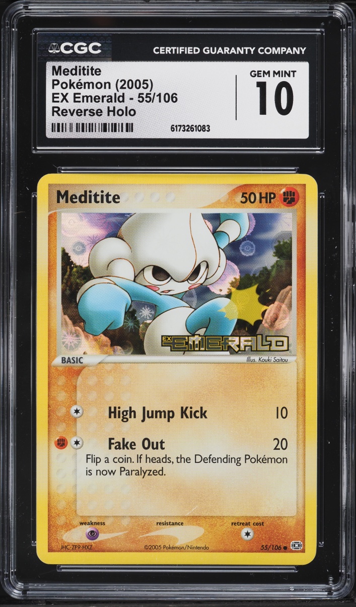 2005 Pokemon EX Emerald Reverse Holo Meditite #55 CGC 10 GEM MINT