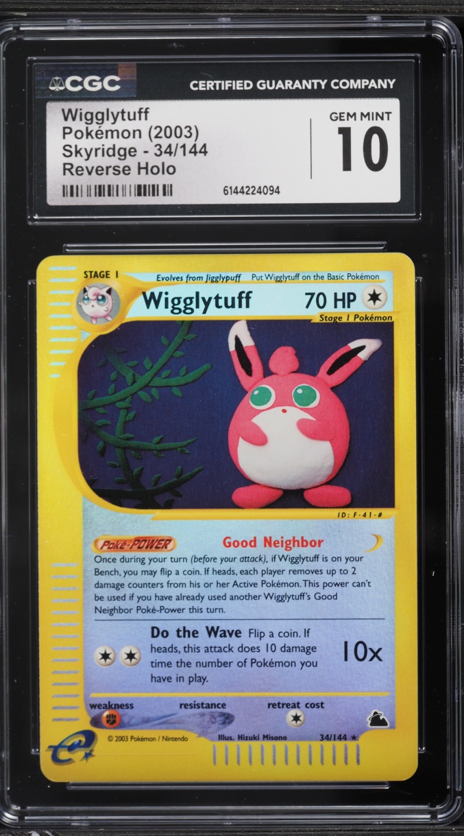 2003 Pokemon Skyridge Reverse Holo Wigglytuff #34 CGC 10 GEM MINT