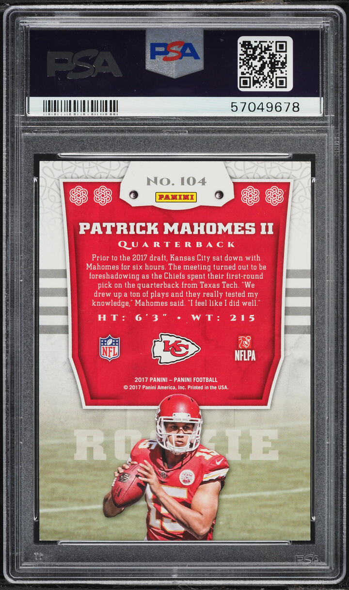 2017 Panini Football Patrick Mahomes II ROOKIE #104 PSA 10 GEM MINT