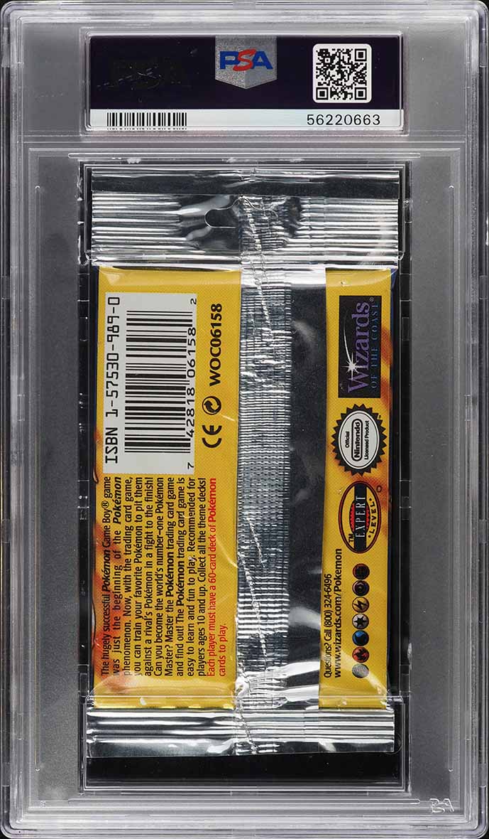 1999 Pokemon Base Set Long Crimp Booster Pack Charizard Art PSA 10 GEM MINT
