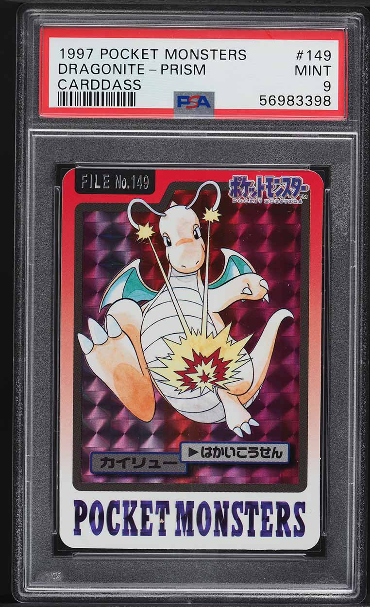 1997 Pokemon Japanese Pocket Monsters Carddass Prism Dragonite #149 PSA 9 MINT