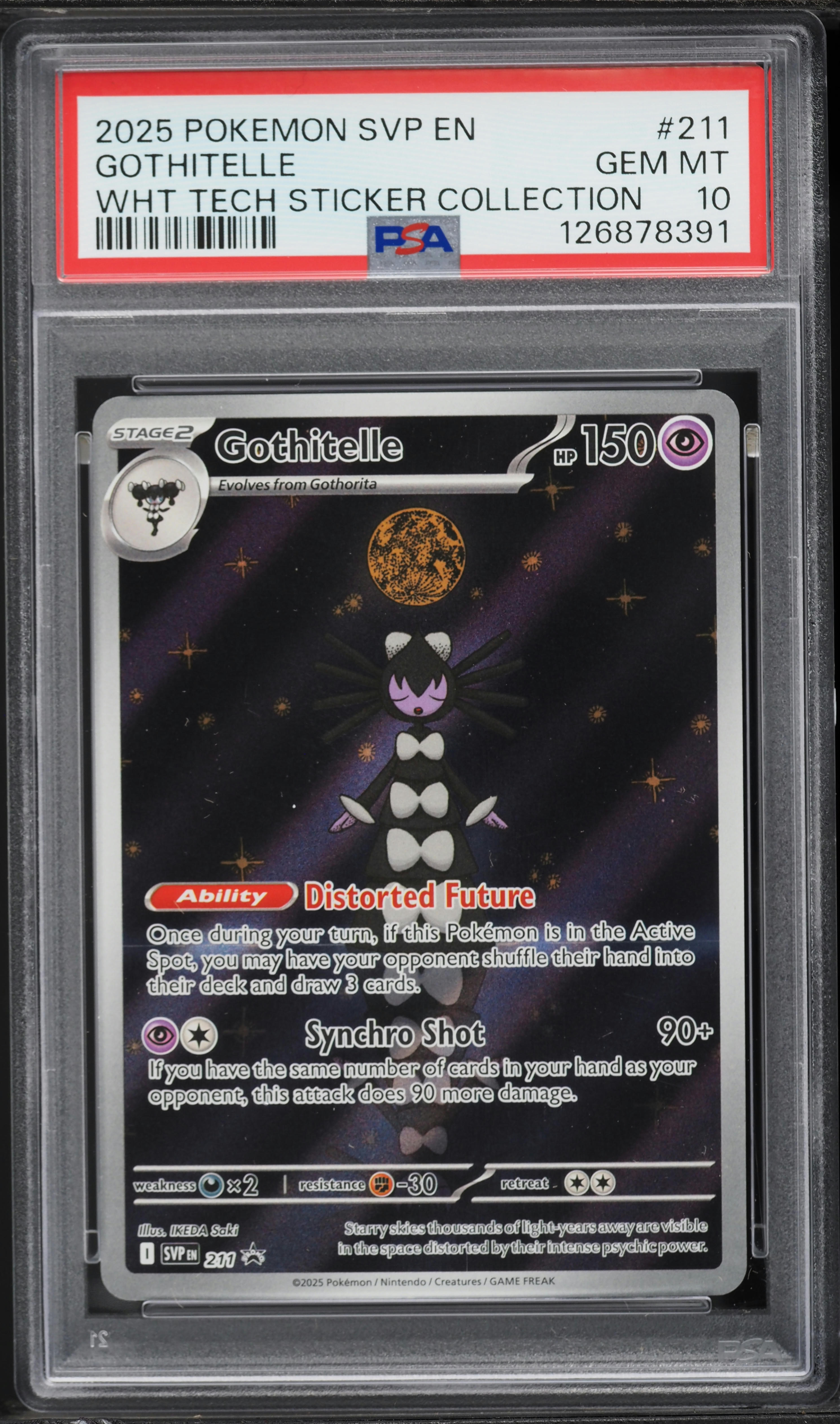 2025 Pokemon SV Promo White Flare Tech Sticker Collection Full Art Gothitelle #211 PSA 10 GEM