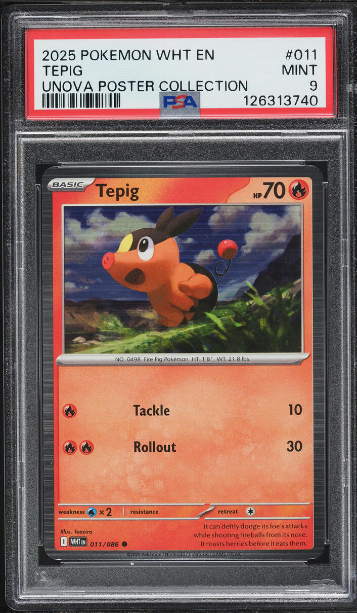 2025 Pokemon Scarlet & Violet White Flare Unova Poster Collection Tepig #11 PSA 9 MINT