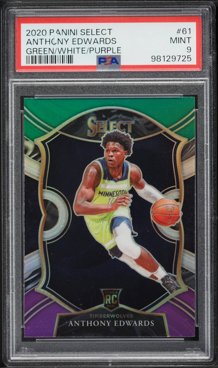 2020 Select Concourse Green White Purple Anthony Edwards ROOKIE #61 PSA 9 MINT