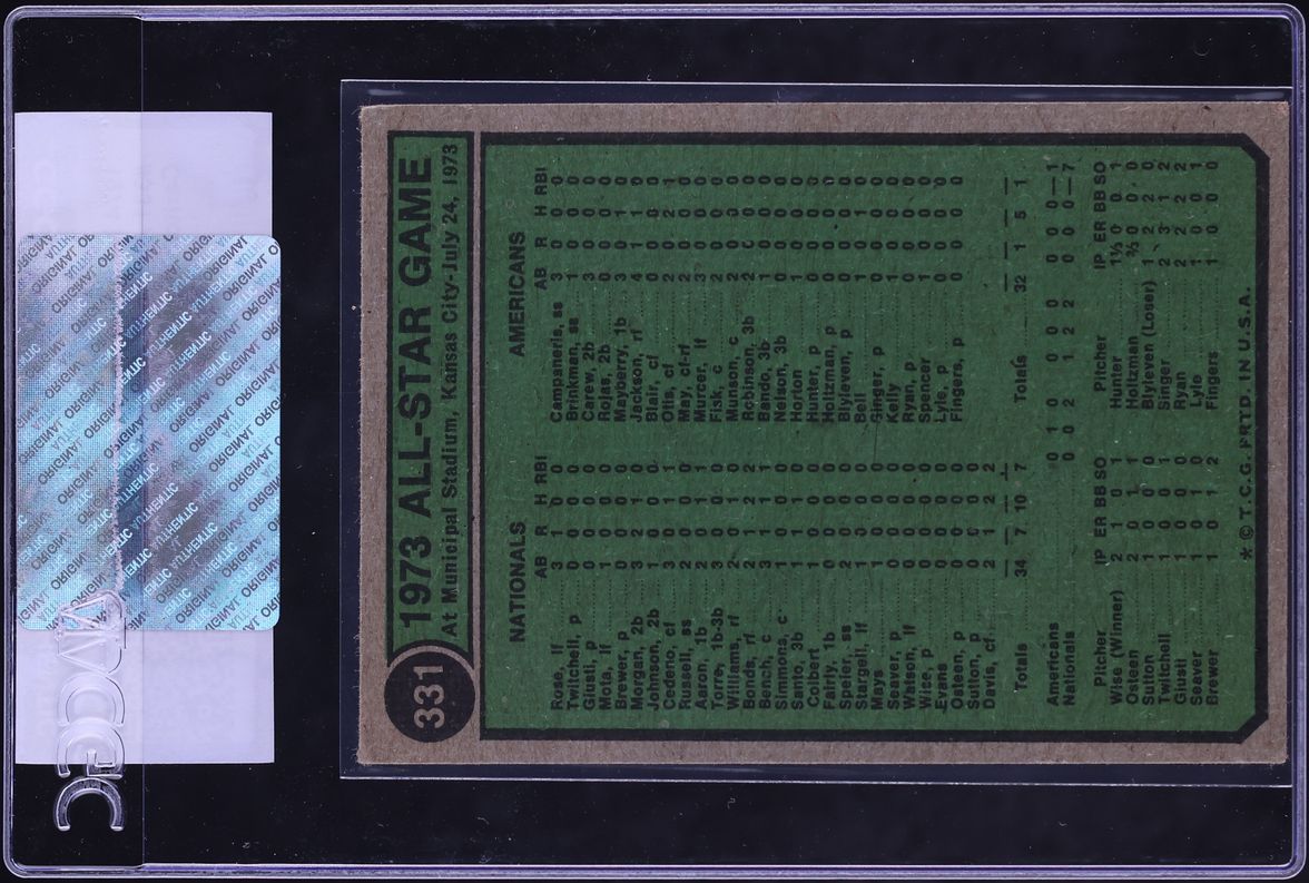 1974 Topps Carlton Fisk Johnny Bench ALL-STAR CATCHERS #331 CGC AUTH