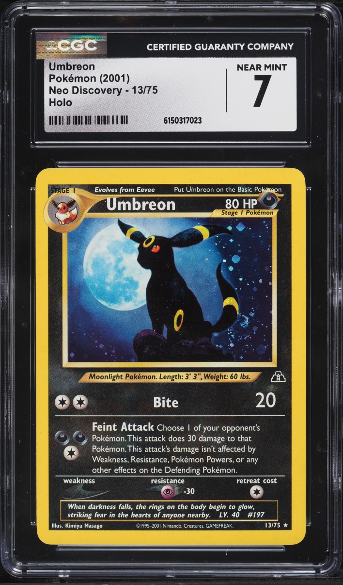 2001 Pokemon Neo Discovery Holo Umbreon #13 CGC 7 NRMT