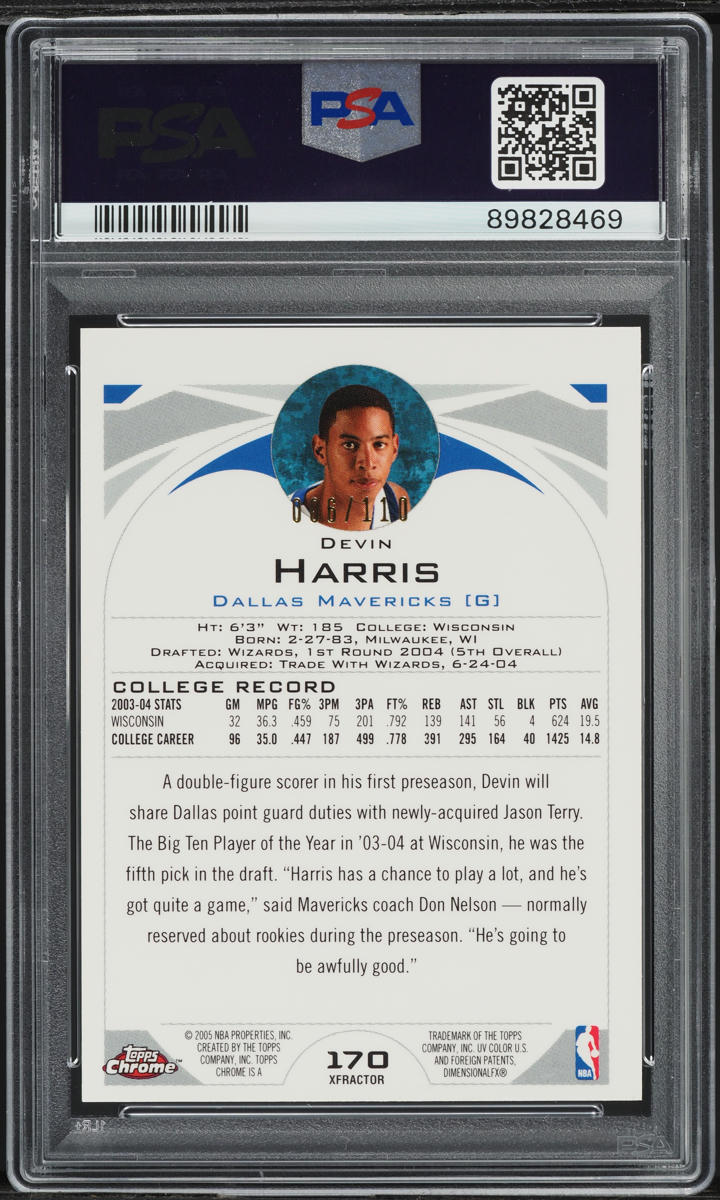 2004 Topps Chrome Xfractor Devin Harris ROOKIE /110 #170 PSA 9 MINT