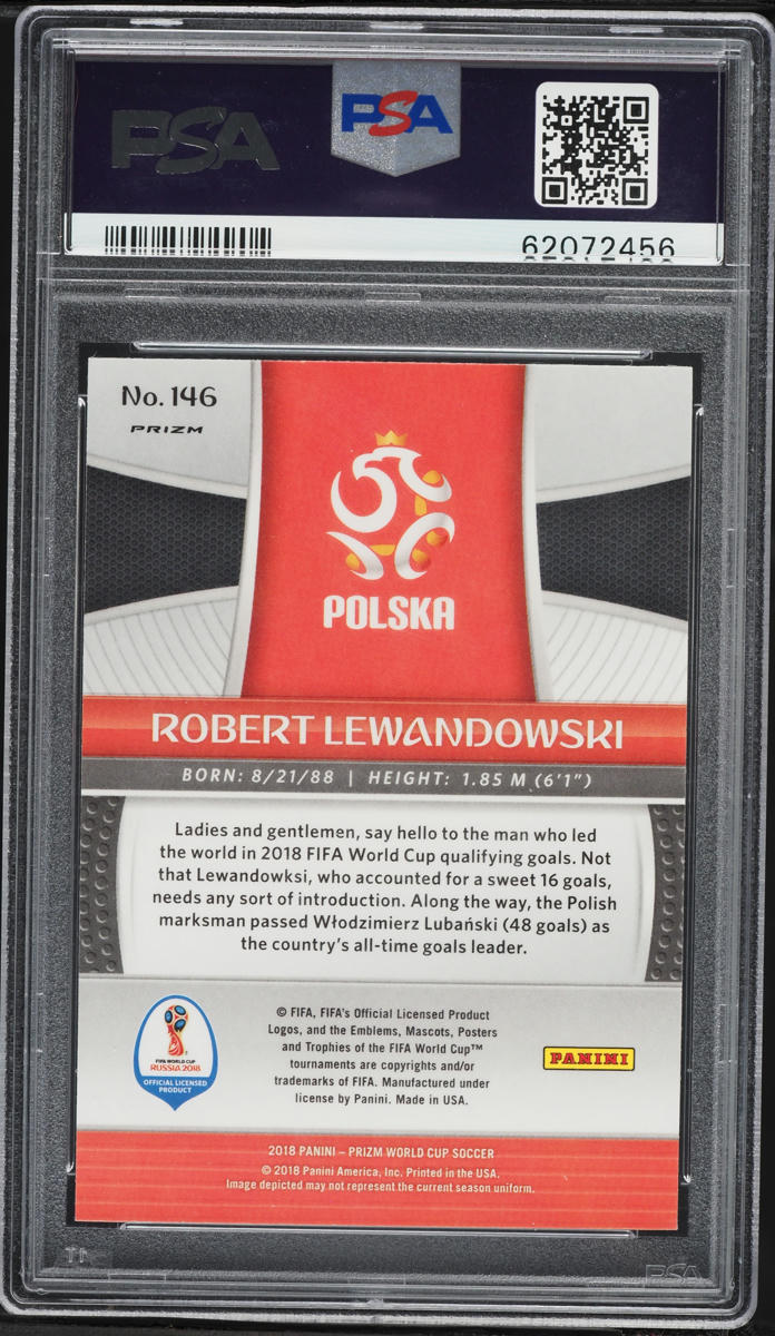 2018 Panini Prizm World Cup Silver Robert Lewandowski #146 PSA 10 GEM MINT