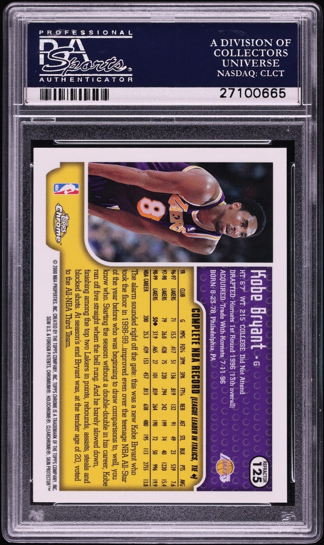 1999 Topps Chrome Refractor Kobe Bryant #125 PSA 10 GEM MINT