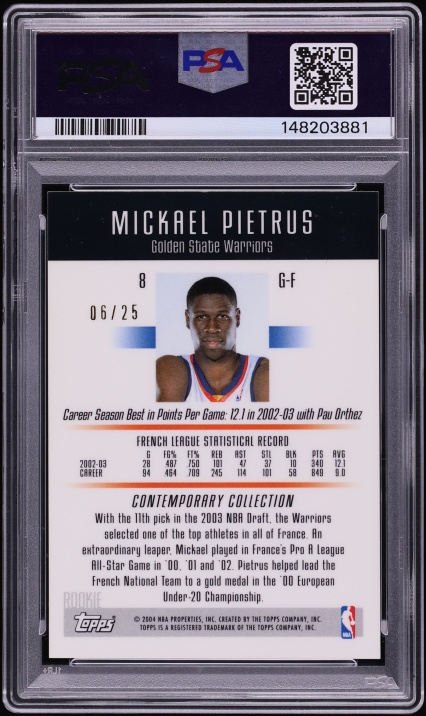 2003 Topps Contemporary Collection Gold Mickael Pietrus ROOKIE /25 #8 PSA 7 NRMT