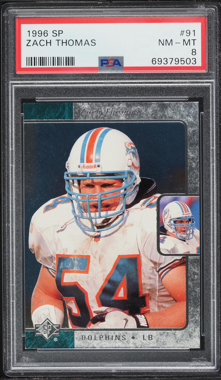 1996 SP Football Zach Thomas ROOKIE #91 PSA 8 NM-MT