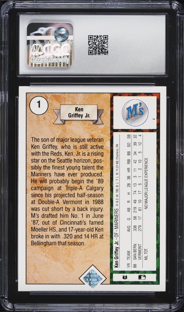 1989 Upper Deck Ken Griffey Jr. ROOKIE #1 CGC 9 MINT