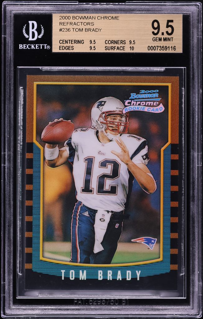 2000 Bowman Chrome Refractor Tom Brady ROOKIE #236 BGS 9.5 GEM MINT