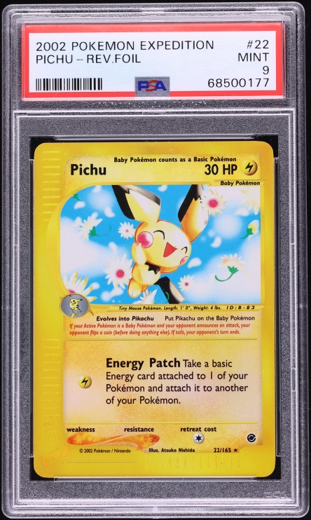 2002 Pokemon Expedition Reverse Holo Pichu #22 PSA 9 MINT