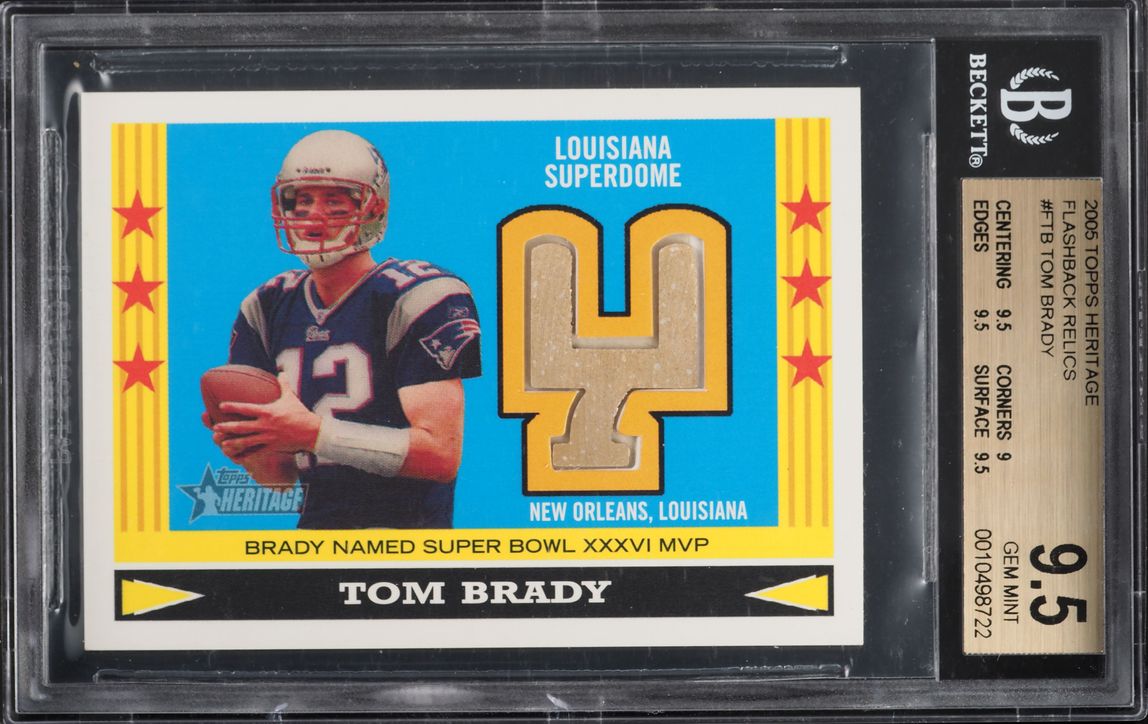 2005 Topps Heritage Flashback Relics Tom Brady PATCH #FTB BGS 9.5 GEM MINT
