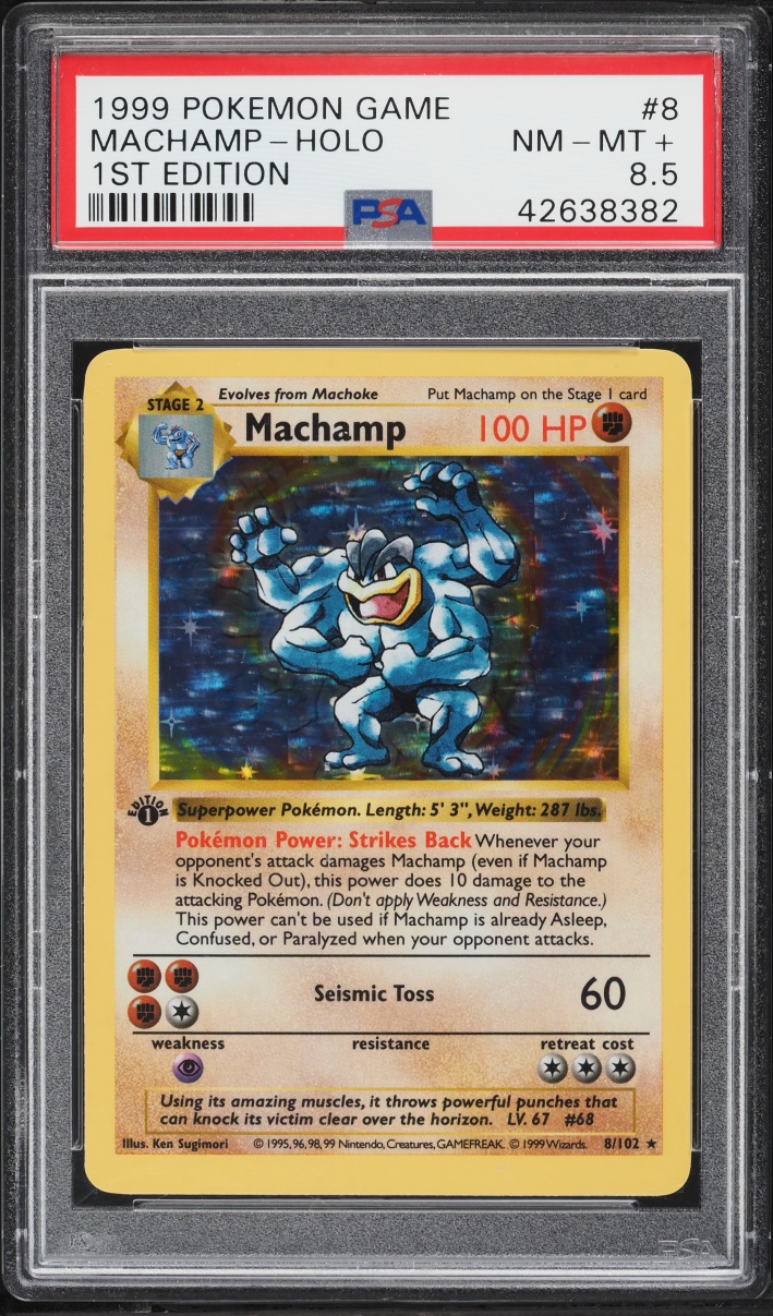 1999 Pokemon Base Set Shadowless 1st Edition Holo Machamp #8 PSA 8.5 NM-MT+