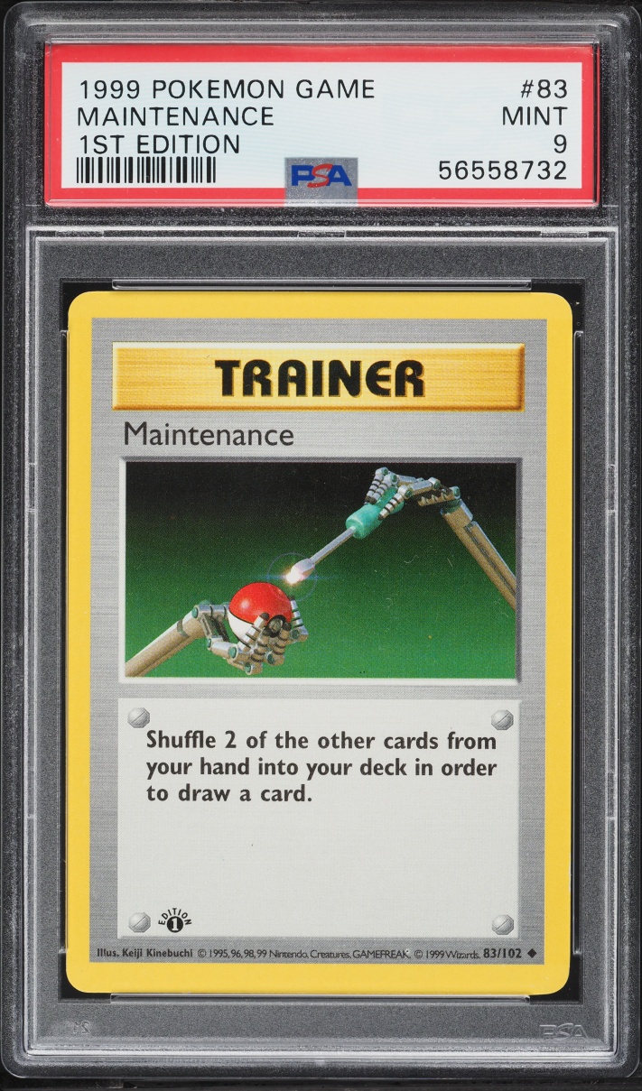 1999 Pokemon Base Set Shadowless 1st Edition Maintenance #83 PSA 9 MINT