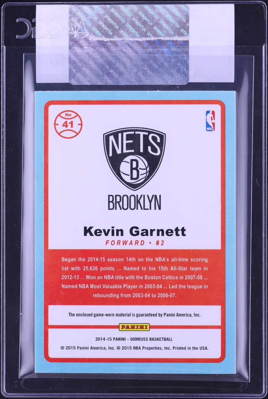 2014 Donruss Game Threads Prime Kevin Garnett PATCH 20/20 #41 CGC AUTH