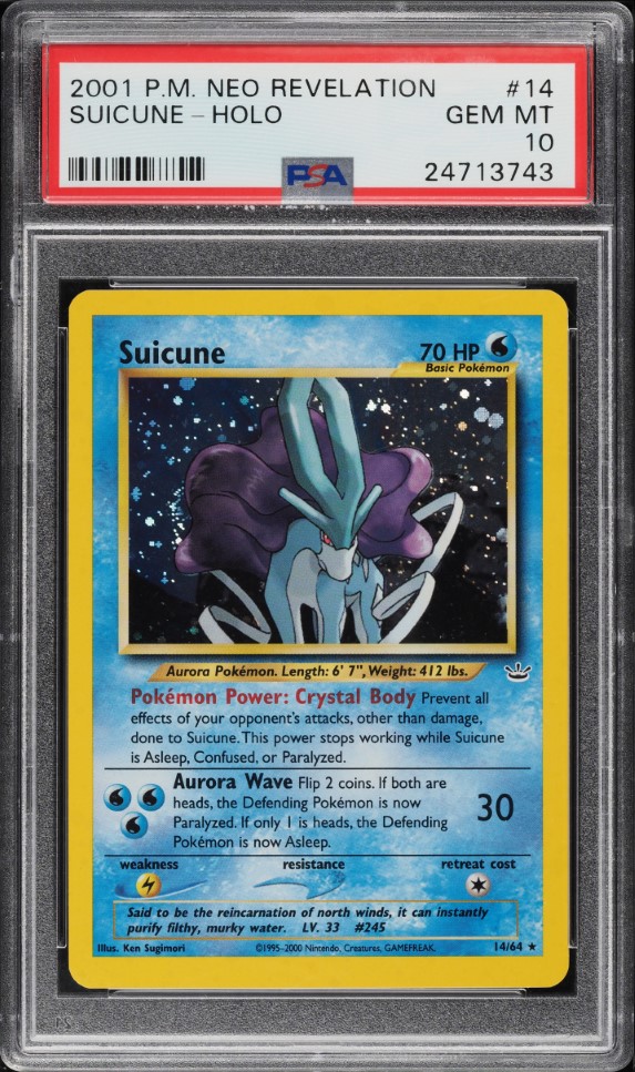 2001 Pokemon Neo Revelation Holo Suicune #14 PSA 10 GEM MINT