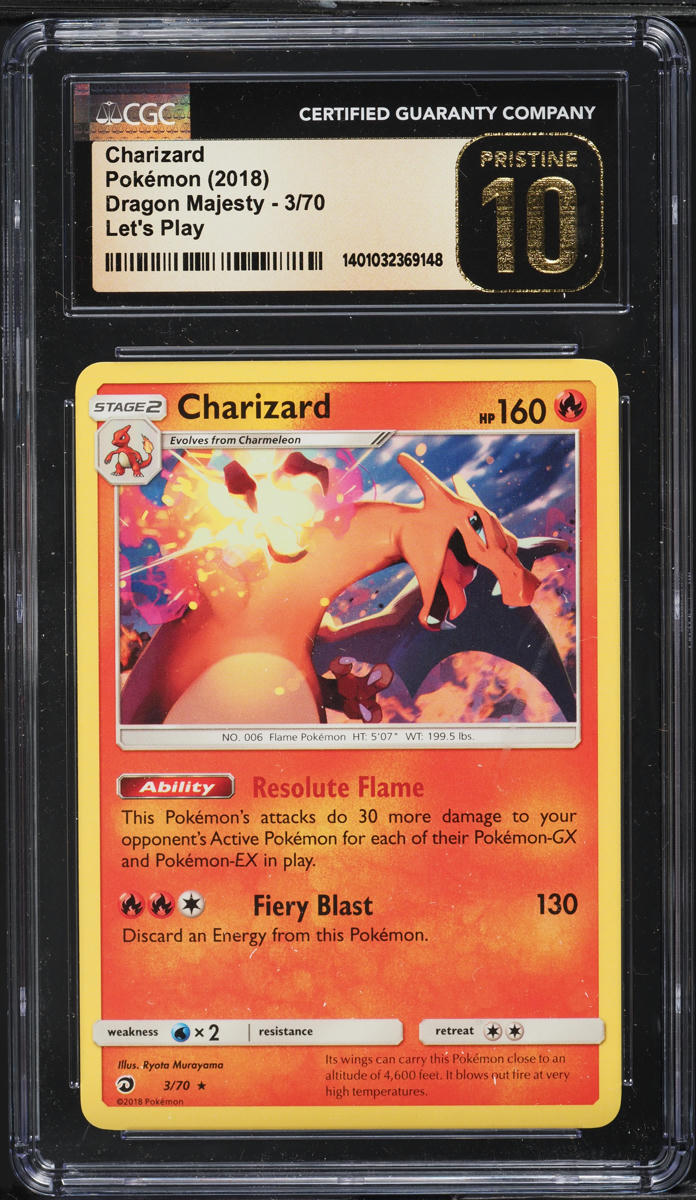 2018 Pokemon Sun & Moon Dragon Majesty Let's Play Charizard #3 CGC 10 PRISTINE