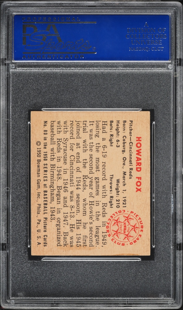 1950 Bowman Howard Fox #80 PSA 7 NRMT