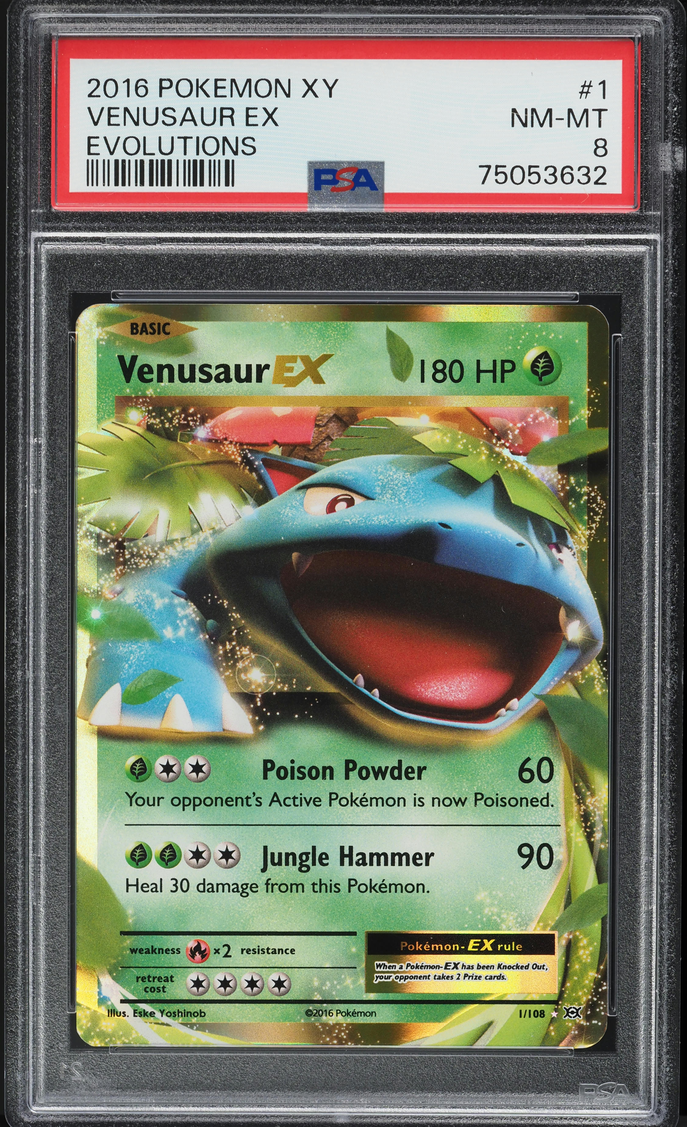 2016 Pokemon XY Evolutions Venusaur EX #1 PSA 8 NM-MT