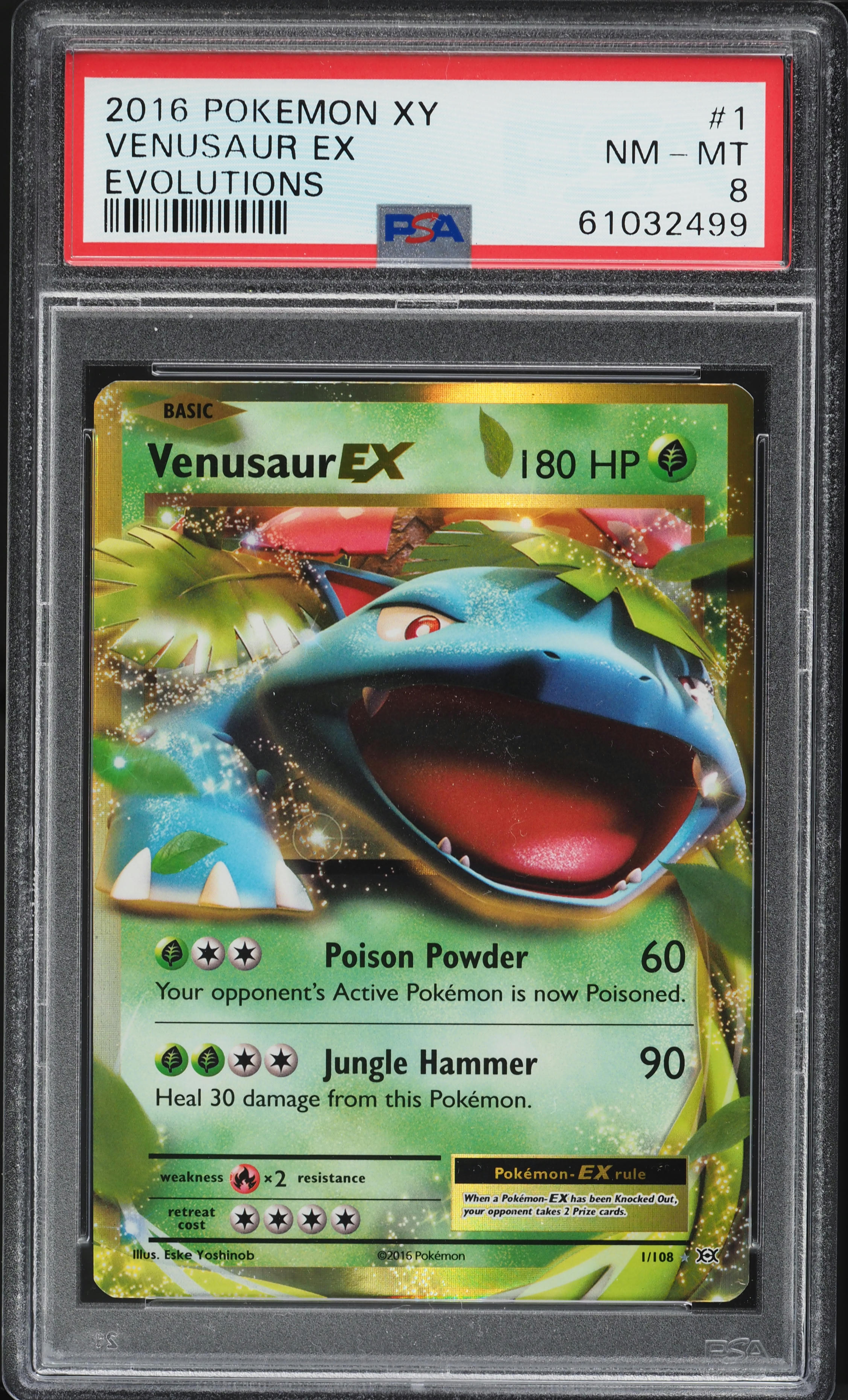 2016 Pokemon XY Evolutions Venusaur EX #1 PSA 8 NM-MT