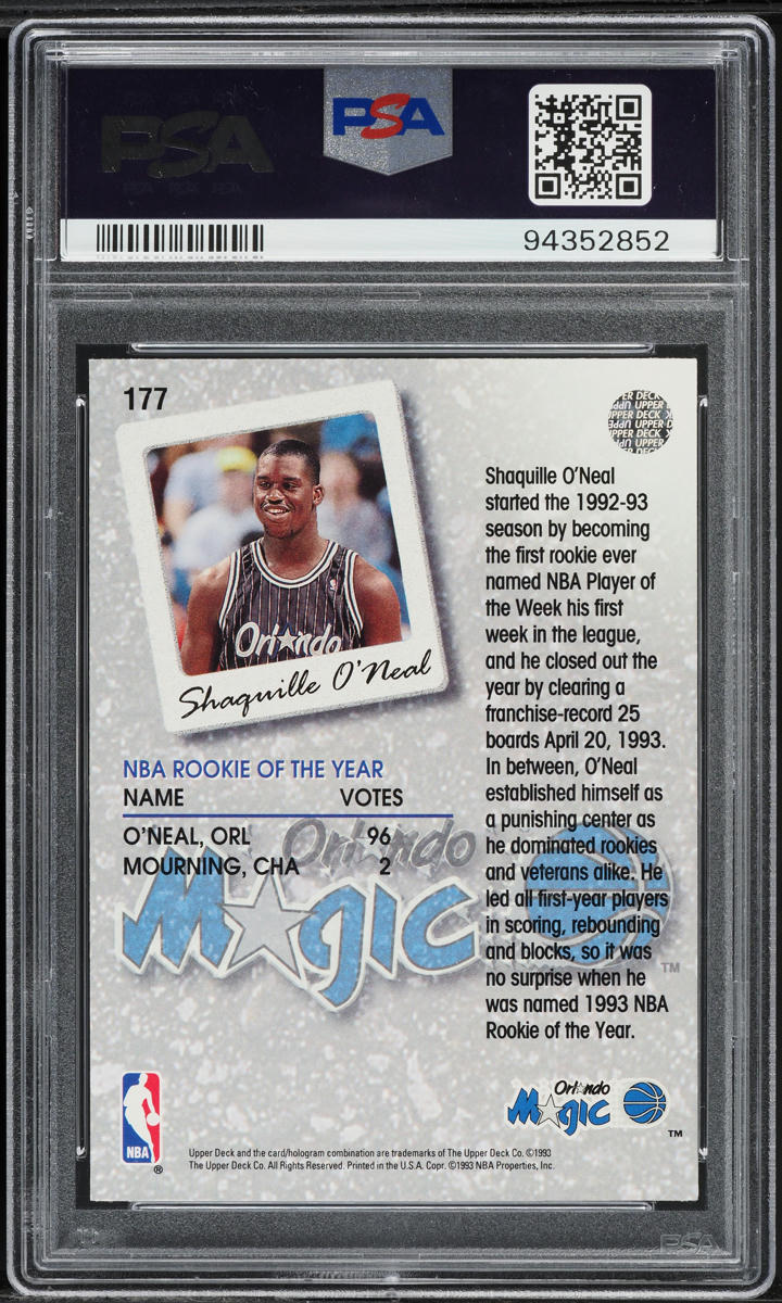 1993 Upper Deck Basketball Shaquille O'Neal #177 PSA 6 EXMT
