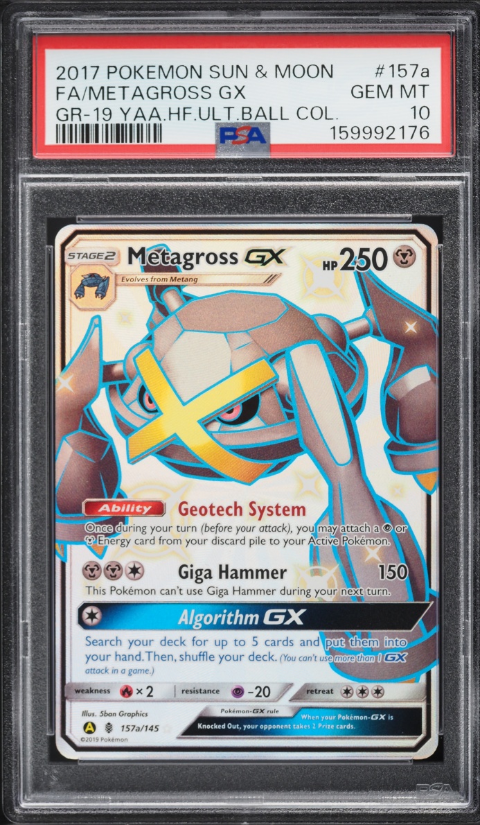 2019 Pokemon Sun & Moon Hidden Fates Full Art Shiny Metagross GX #157a PSA 10 GEM MINT