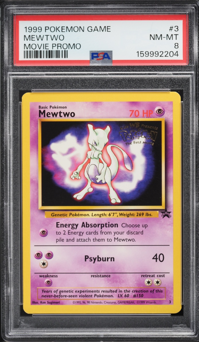 1999 Pokemon Movie Black Star Promo Strikes Back Mewtwo #3 PSA 8 NM-MT